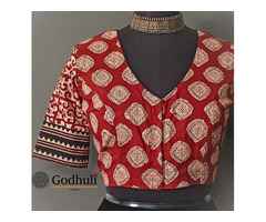 Ajrakh Dabu Gamathi Blouse Designs From Godhuli Online Store